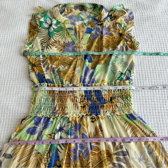 Figueroa & Flower Women's Multicolor Floral Midi Shirred Waist Dress NWT Size L - Picture 11 of 15